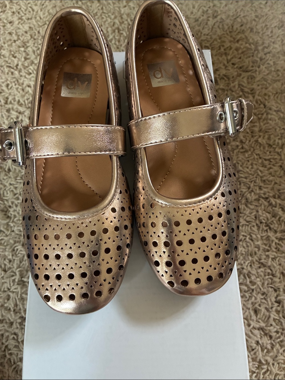 DV by Dolce Vita Kids Metallic Rose Gold Mary Janes